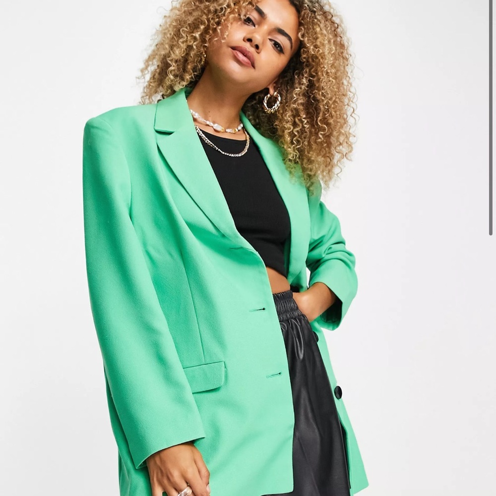 Worn Once ASOS DESIGN oversized grandaddy blazer in bright green